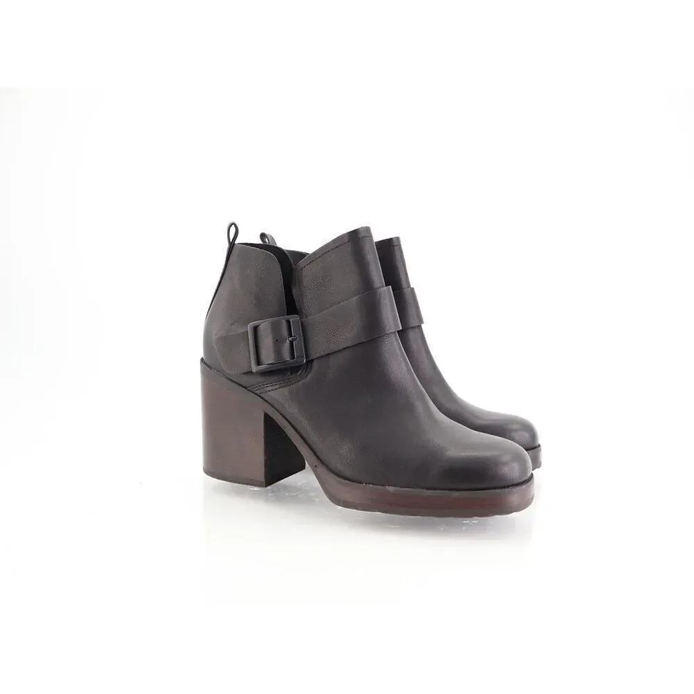 Kork Ease Korks Kari Bootie Women's 9 Black Faux Leather Block Heel Chunky Ankle